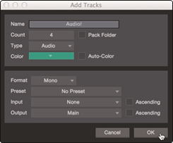 Stap 2 bij het maken van audio- en MIDI-tracks