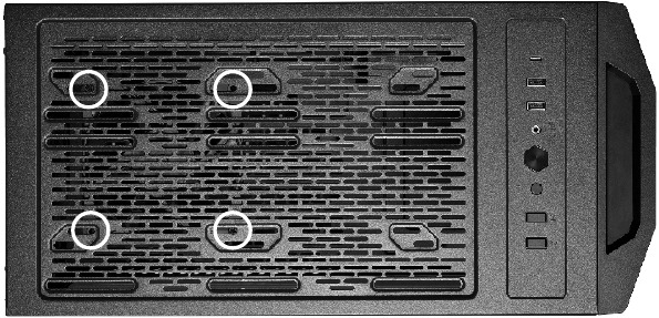 De ventilator is in het midden van de bovenklep ge&iuml;nstalleerd