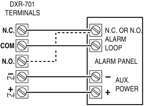 ALARM PANEEL AANSLUITING 1 SECONDE RELAIS OPTIE