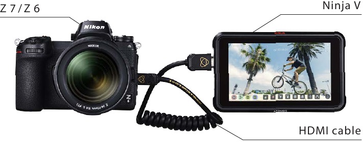 De camera aansluiten op de Atomos Ninja V stap 1