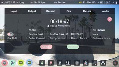 Selecteer Record > CODEC > ProRes RAW > Confirm