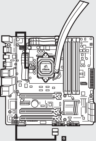 Sluit de pomp aan op de USB-header