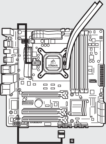 Sluit de pomp aan op de USB-header
