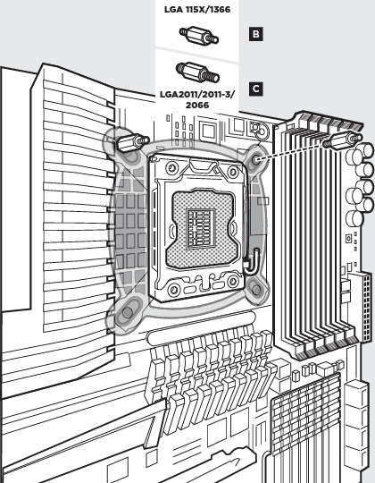 De Intel-afstandsschroeven installeren