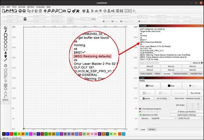 Linux LightBurn stap 3