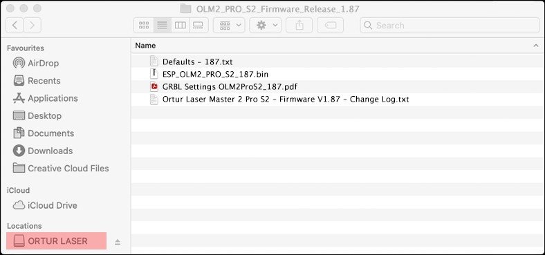 MacOs Firmwaremodus inschakelen op je Ortur Stap 2