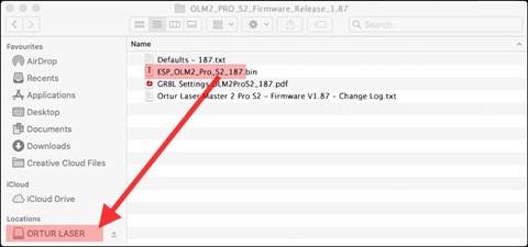 MacOs Firmwaremodus inschakelen op je Ortur Stap 3