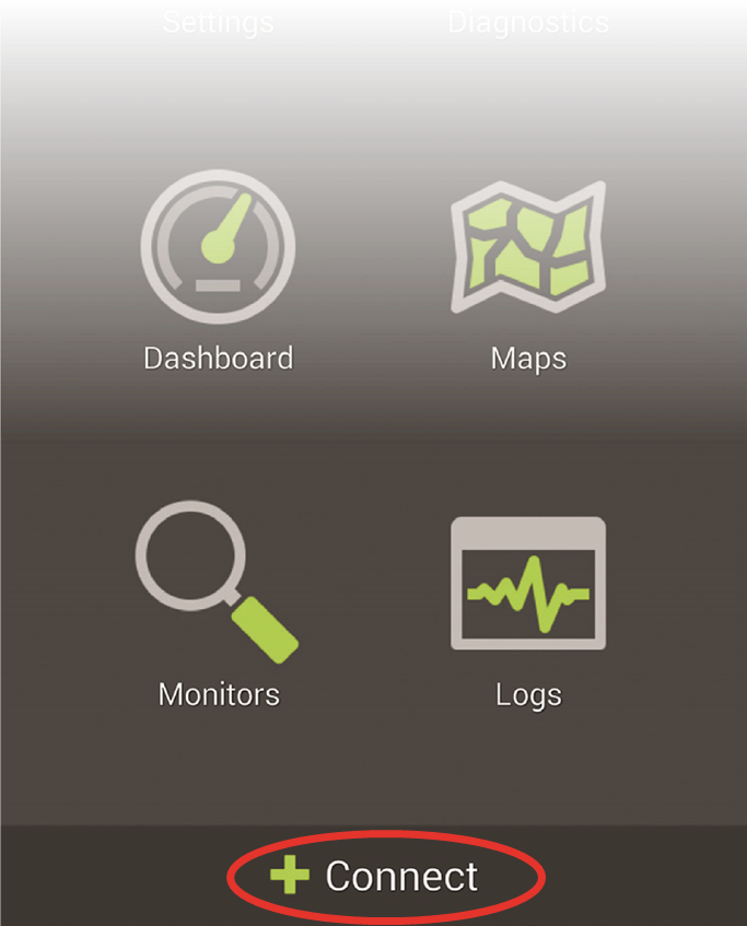  Start de OBDLink-app en tik op 'Connect' (Verbinden)