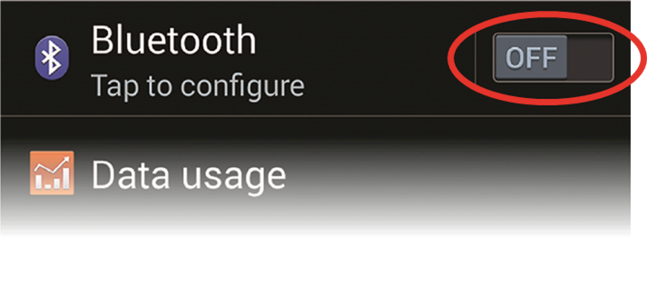 Open de app 'Settings' (Instellingen) en schakel 'Bluetooth' in