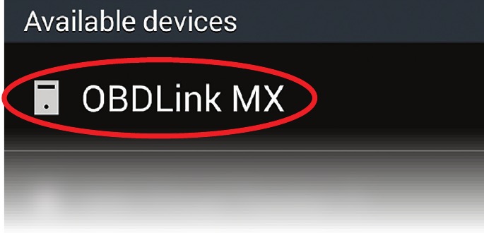 Tik op 'OBDLink MX' om het apparaat te koppelen