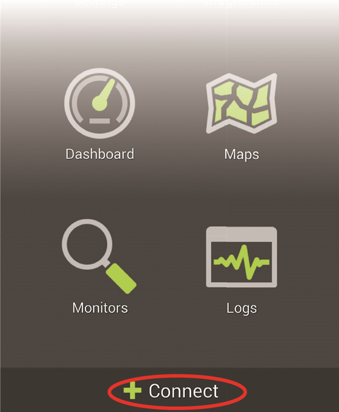 Start de OBDLink-app en tik op 'Connect'
