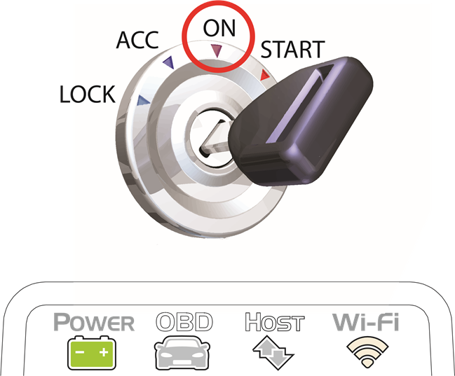 Zet het contact op Key On, Engine Off (motor uit)