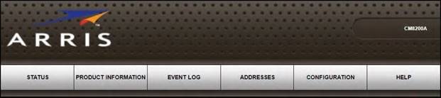 CM8200 Web Manager-menuknoppen