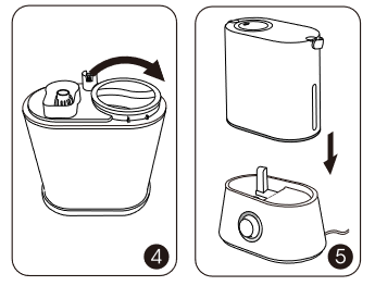 WERKING EN FUNCTIES - Water toevoegen Stap 4, 5