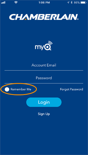 Inloggen op de MyQ-app