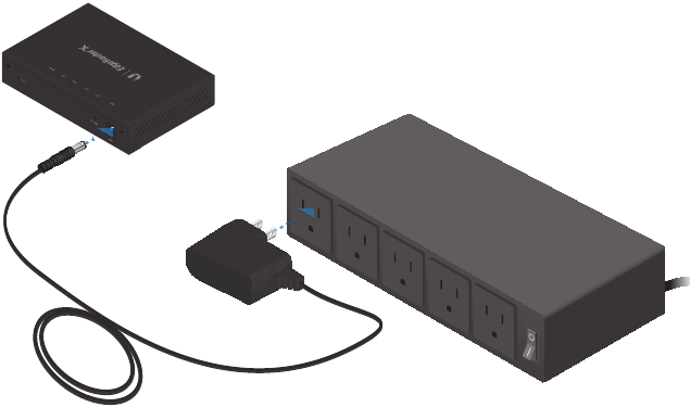 Stroom aansluiten met behulp van de stroomadapter