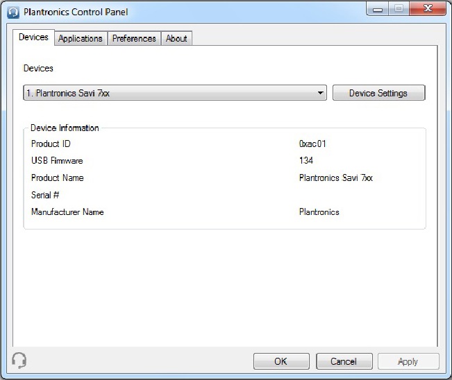 Plantronics-configuratiescherm