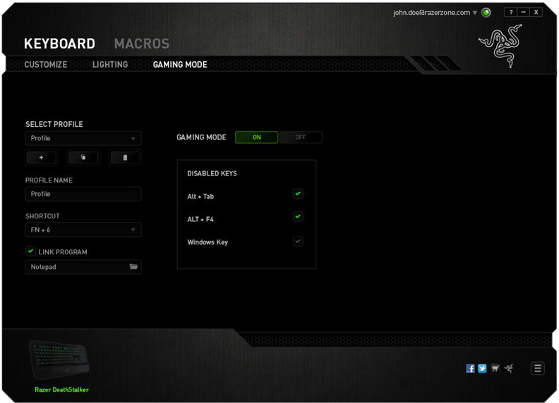 TABBLAD GAMINGMODUS