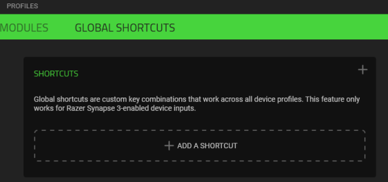 CONFIGUREREN - Het tabblad Synapse - Global Shortcuts