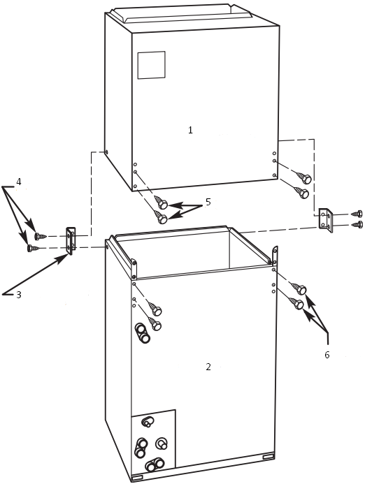 Verwijdering van beugels op modulaire units Horizontale rechter conversie van units met hellende batterijen (alleen FB4C)