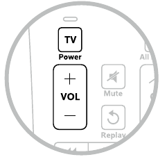 Bedien het vermogen en het volume van uw tv Stap 3