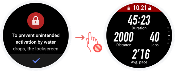 Touchscreen tijdens het zwemmen