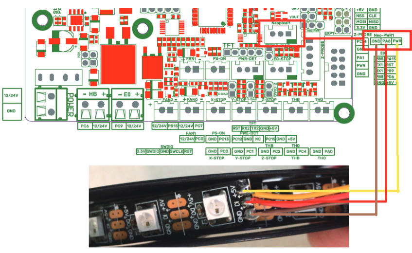Moederbord Interfaces - Aansluiting op Neopixel licht