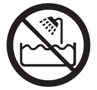 Pictogram van een badkamer met een stopcontact en water