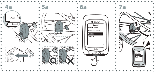 Installeer de Snelheids-/Cadans-/Dubbele Sensor (Optioneel) Stap 2