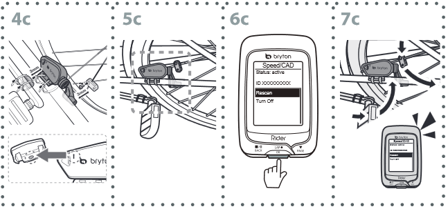 Installeer de Snelheids-/Cadans-/Dubbele Sensor (Optioneel) Stap 4