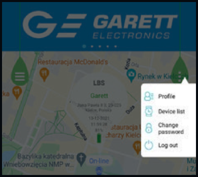 GARETT TRACKER APP - Persoonlijke gegevens
