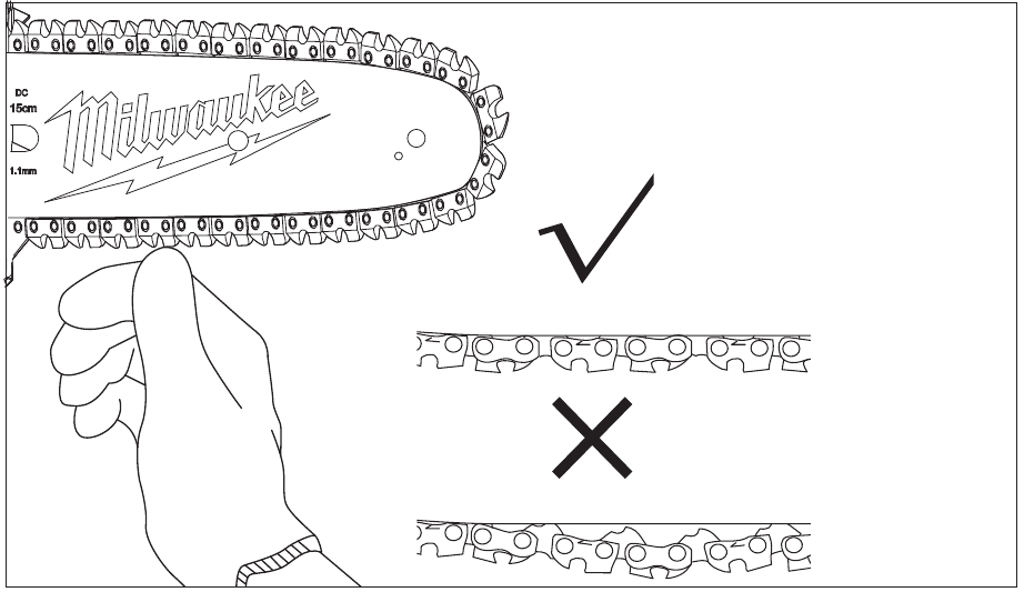 DE ZAAGKETTING EN GELEIDER VERVANGEN/AFSTELLEN - Stap 4