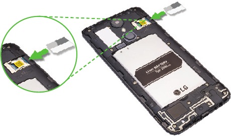 De batterij en kaarten plaatsen - Stap 2