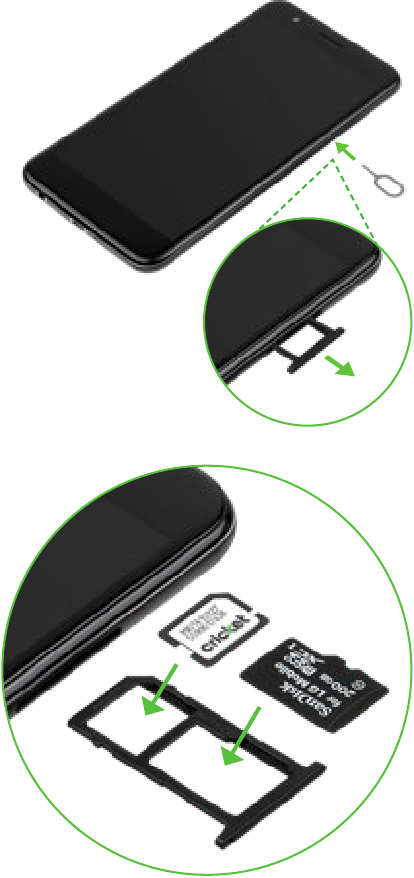 De batterij en de kaarten plaatsen