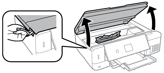 Scannereenheid openen en papier verwijderen