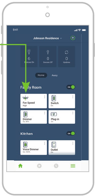 De My Leviton-app-bediening testen