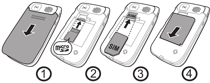 De simkaart en batterij plaatsen