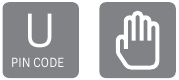 Voer de PIN-code van de gebruiker in en raak vervolgens het toetsenbord aan met uw handpalm.
