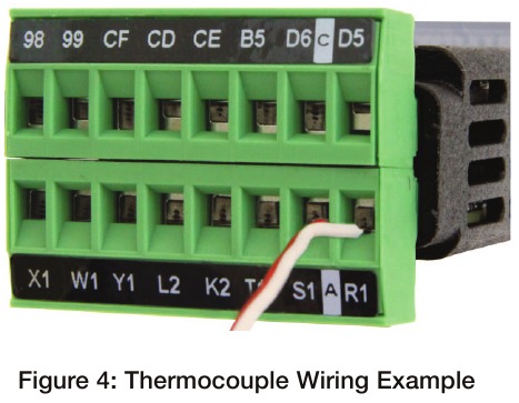 Voorbeeld van thermokoppelbedrading