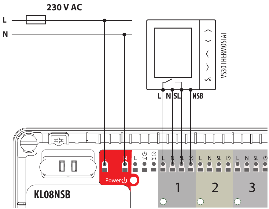 Thermostaten aansluiting - Voorbeeld 1