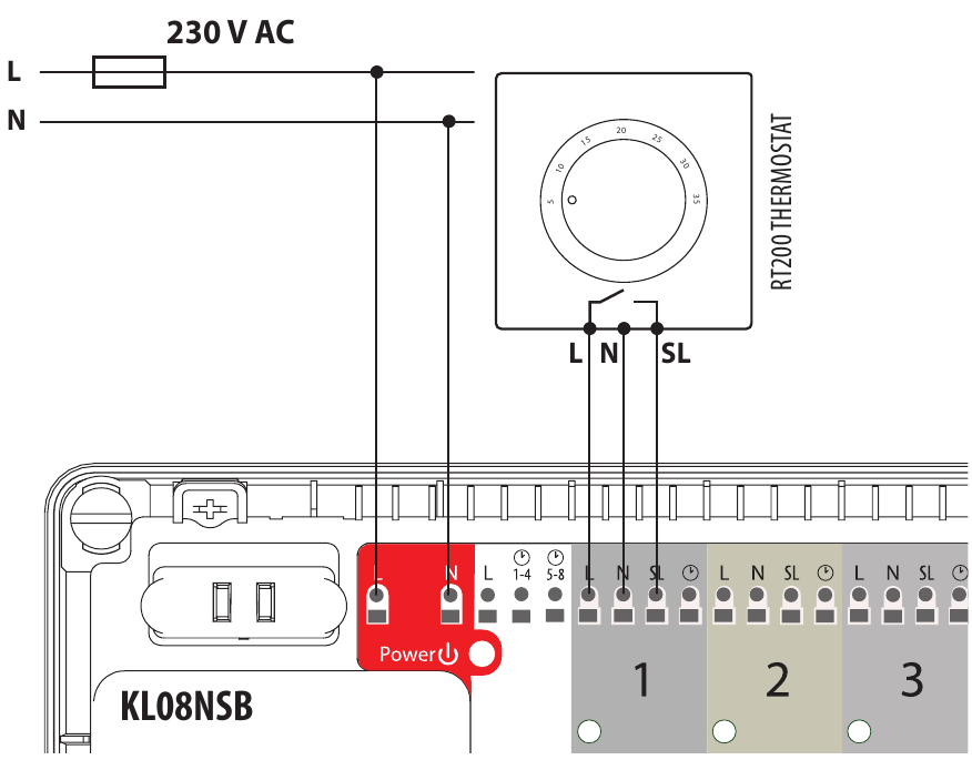 Thermostaten aansluiting - Voorbeeld 2