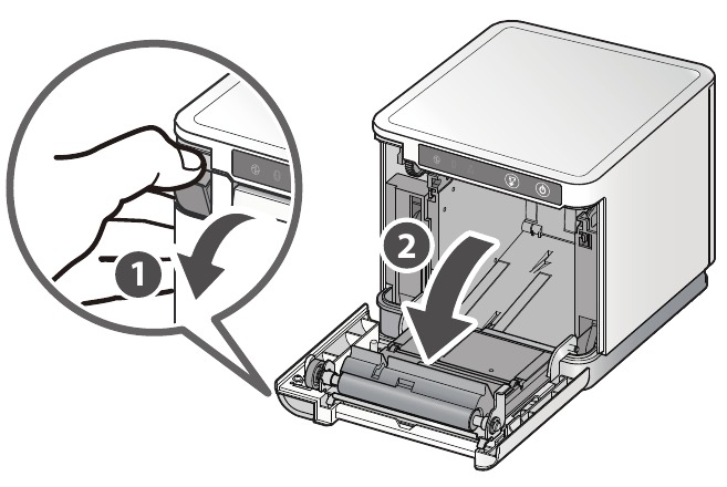De printer installeren - Stap 1 - De papierrol installeren
