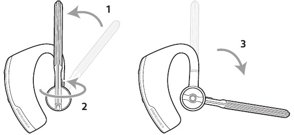 Om de headset aan uw andere oor te dragen