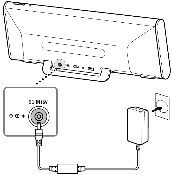 Sluit de meegeleverde AC-adapter aan.