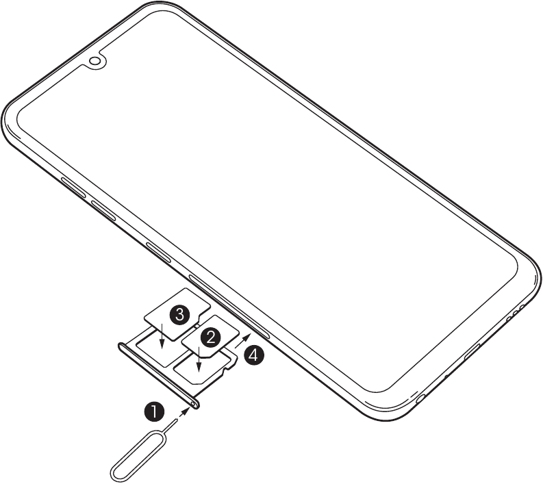 De nano-SIM-kaart en microSD&trade;-kaart plaatsen