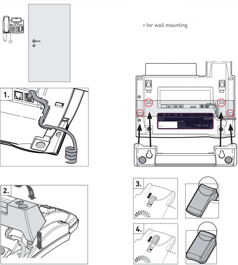 De voet bevestigen - Wandmontage diagram
