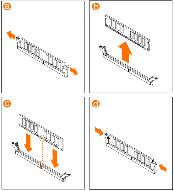 Een geheugenmodule vervangen - Diagram