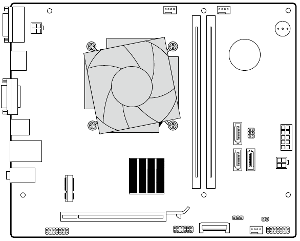 De koellichaam- en ventilatorassemblage vervangen - Diagram