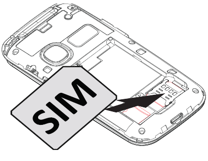 Simkaart, geheugenkaart en batterij - De simkaart plaatsen
