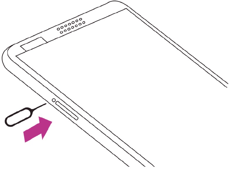 De Nano-SIM- en micro SD-kaarten plaatsen - Stap 1 - SIM-lade openen